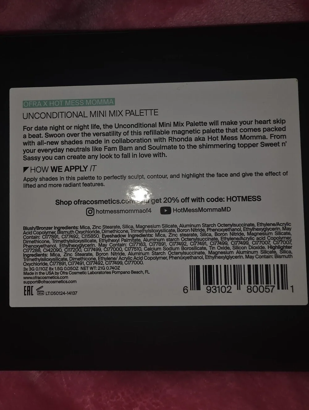 *NIB* OFRA Mini Mix Palette - Unconditional